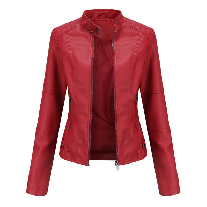 Vail | Women's Fall Leather Jacket - Color:Red;Size:XXS