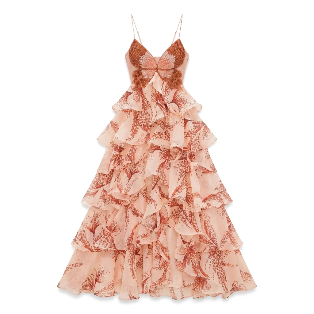 Valeria Tiered Ruffle Dress - Color:Multicolor;Size:XXS
