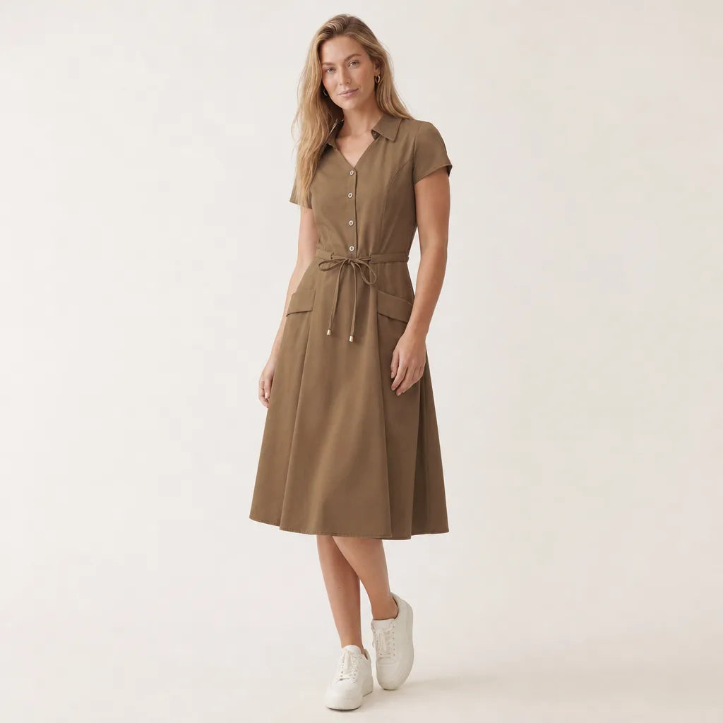 Women's Beige Granger Belted Shirt Dress