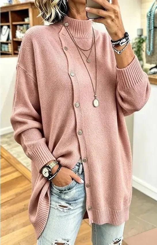 Vance | Women's Longline Knit Cardigan - Color:Pink;Size:XS