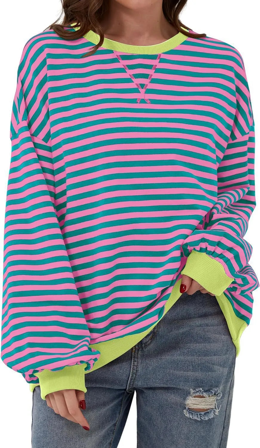 Verity | Women's Oversized Sweatshirt  - Size:XS;Color:Pink