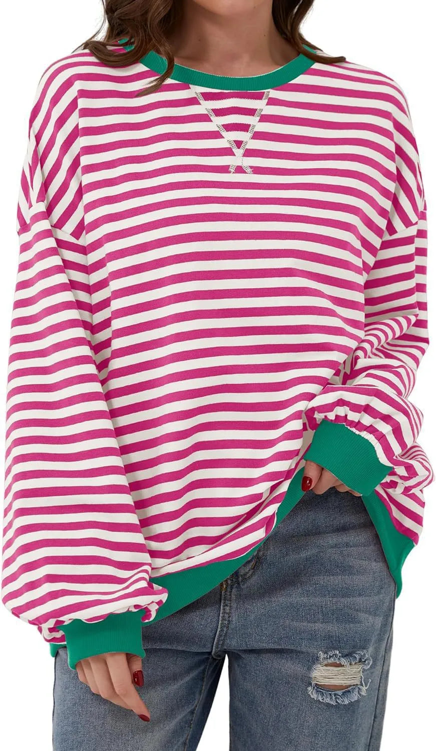 Verity | Women's Oversized Sweatshirt  - Size:XS;Color:Rose Red