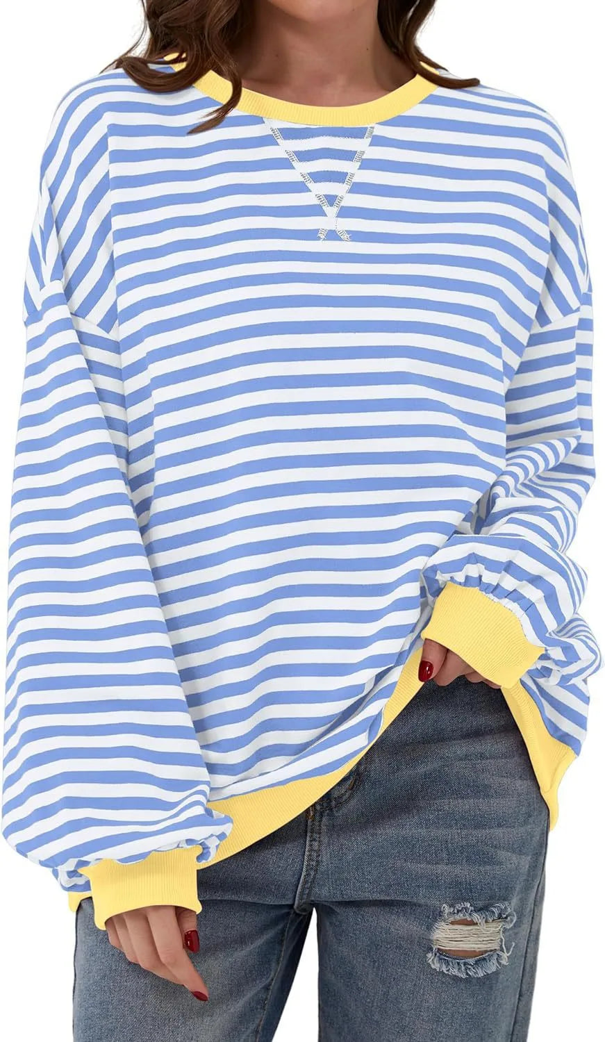 Verity | Women's Oversized Sweatshirt  - Size:XS;Color:Sky Blue