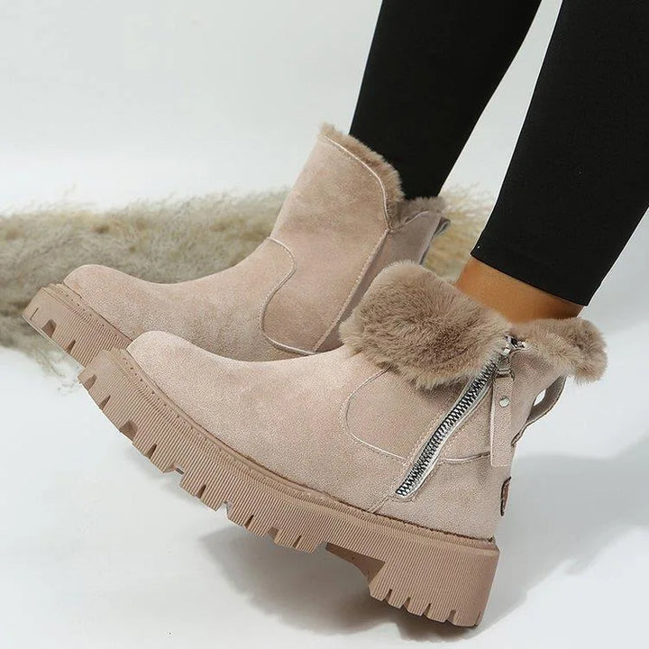 Vernon | Women's Fleece-Lined Suede Winter Boots - Color:Beige;Size:35