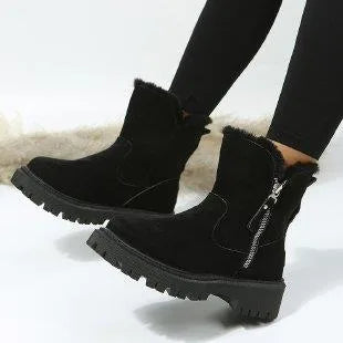 Vernon | Women's Fleece-Lined Suede Winter Boots - Color:Black;Size:35