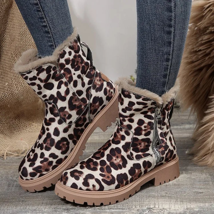 Vernon | Women's Fleece-Lined Suede Winter Boots - Color:Leopard;Size:35