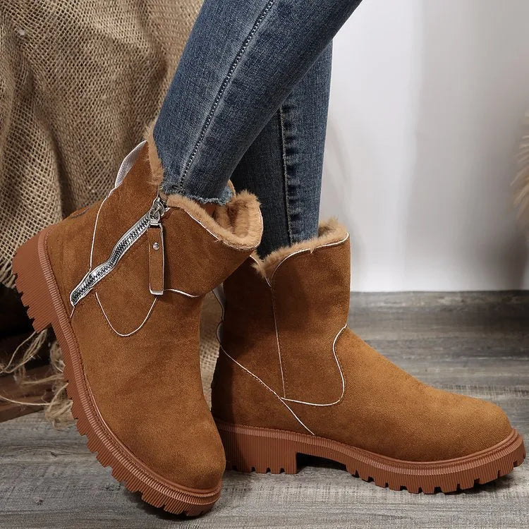 Vernon | Women's Fleece-Lined Suede Winter Boots - Color:Light Brown;Size:35