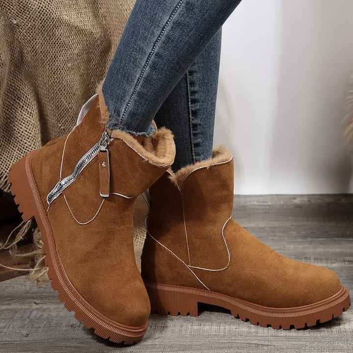 Vernon | Women's Fleece-Lined Suede Winter Boots - Color:Light Brown;Size:35