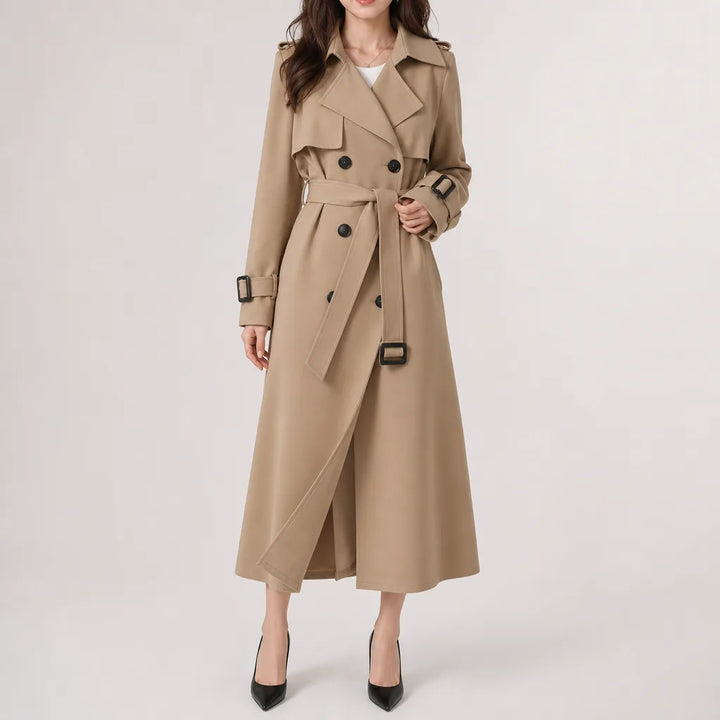 Veronica Double Breasted Coat - Color:Beige;Size:XS