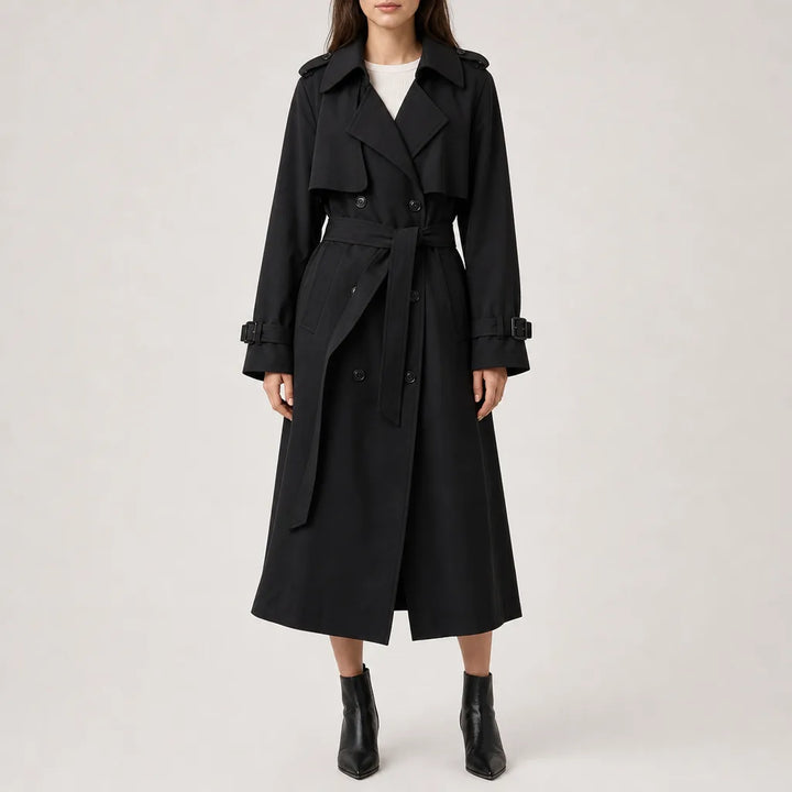 Veronica Double Breasted Coat - Color:Black;Size:XS