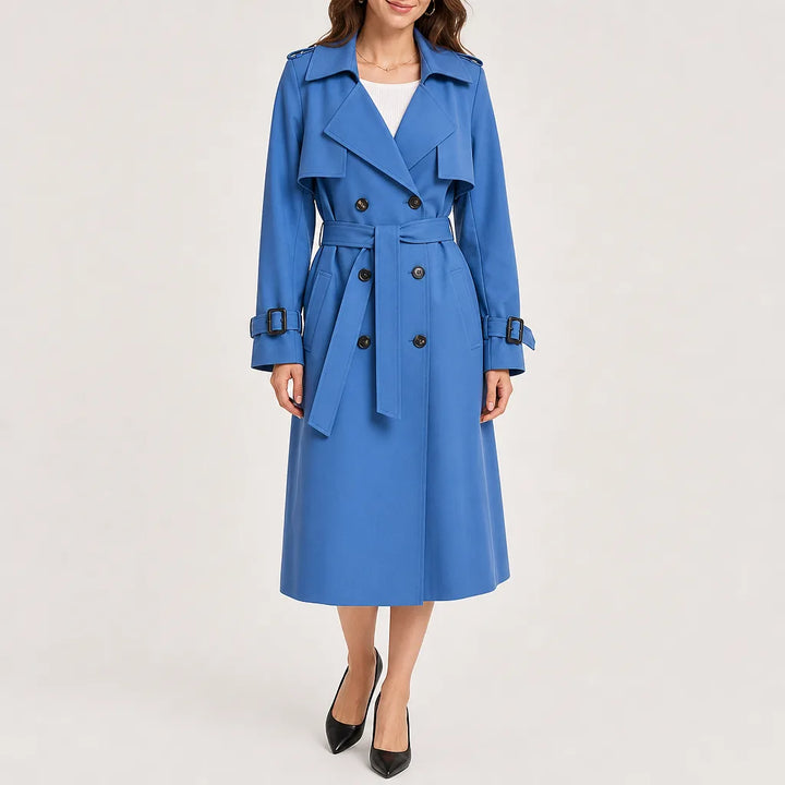 Veronica Double Breasted Coat - Color:Blue;Size:XS