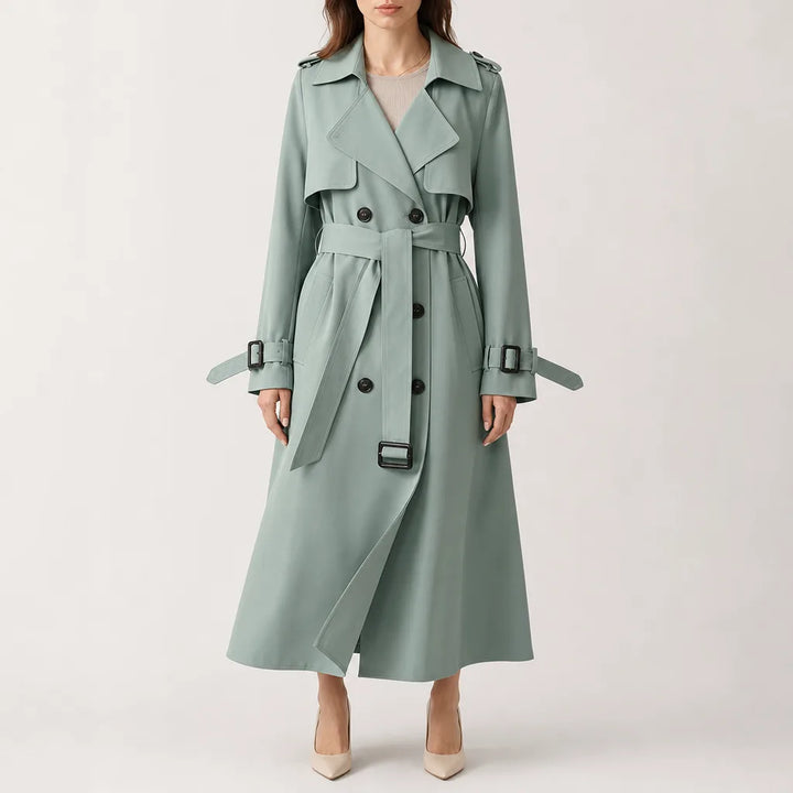 Veronica Double Breasted Coat - Color:Green;Size:XS