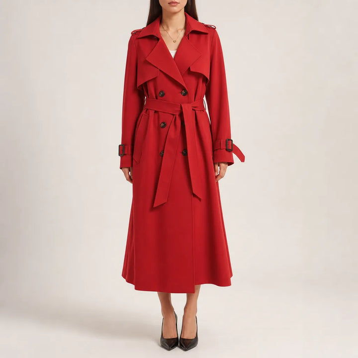 Veronica Double Breasted Coat - Color:Red;Size:XS
