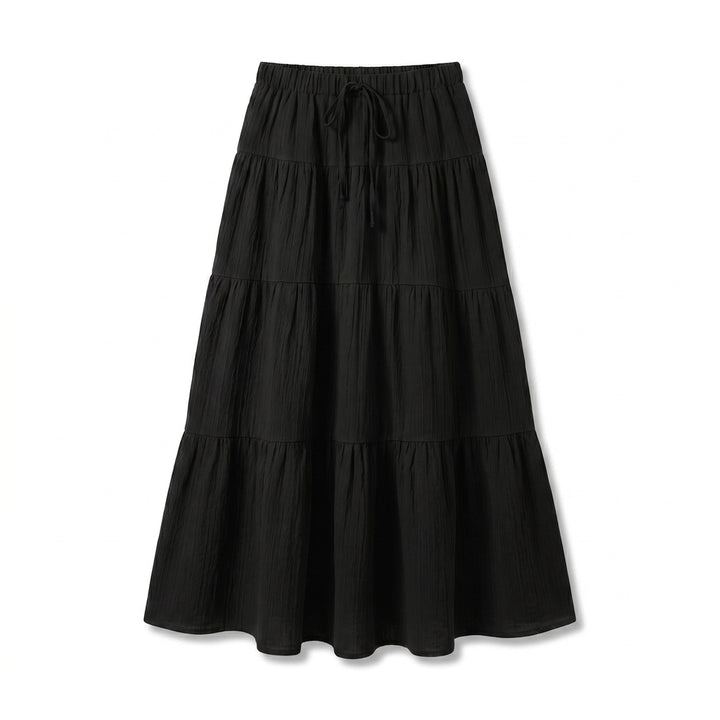 Victoria Tie-Waist Maxi Skirt - Color:Black;Size:XS