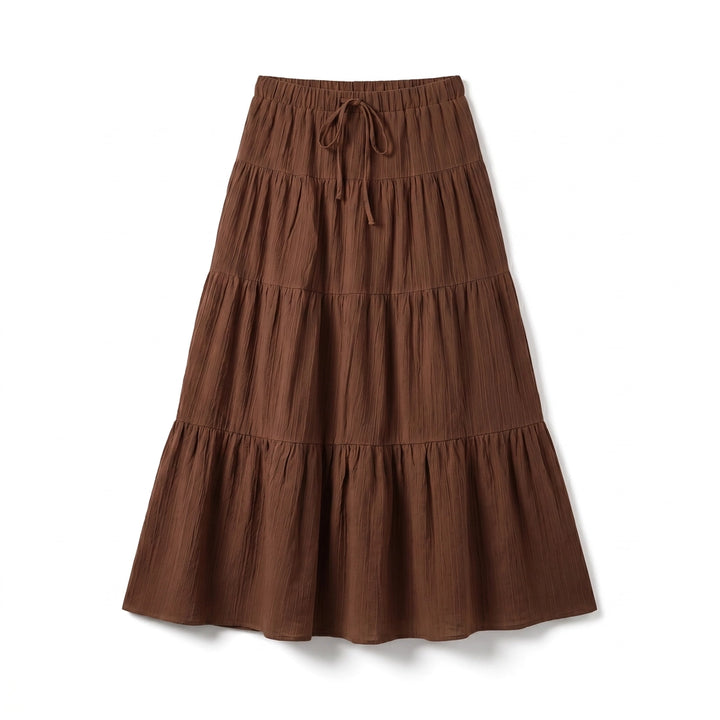 Victoria Tie-Waist Maxi Skirt - Color:Coffee;Size:XS