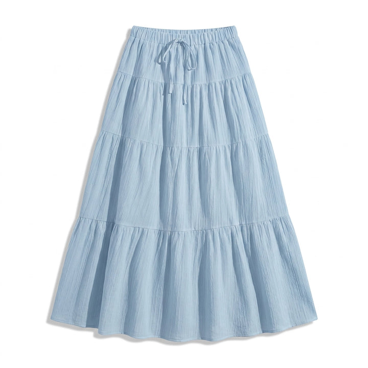 Victoria Tie-Waist Maxi Skirt - Color:Sky Blue;Size:XS