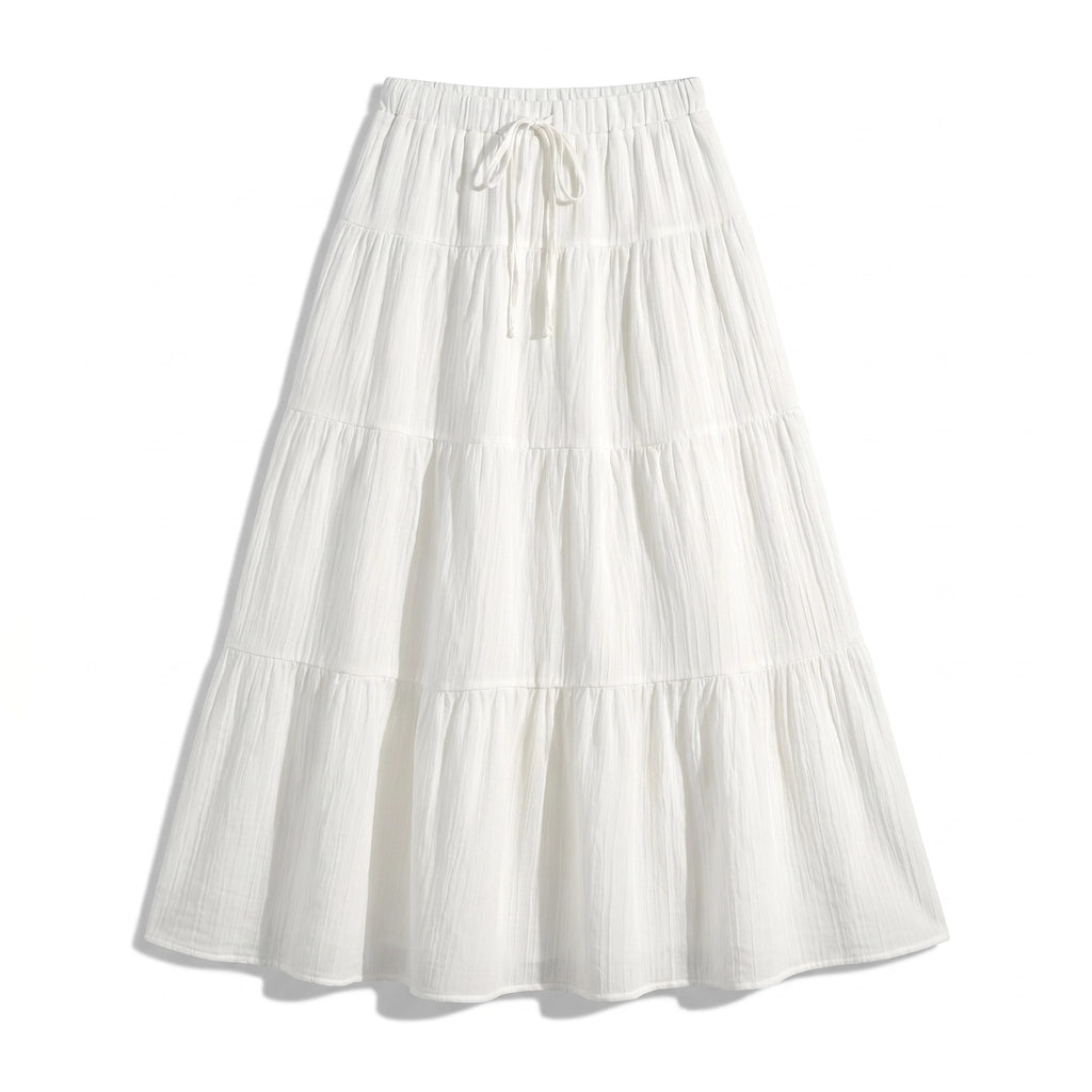 Victoria Tie-Waist Maxi Skirt - Color:White;Size:XS