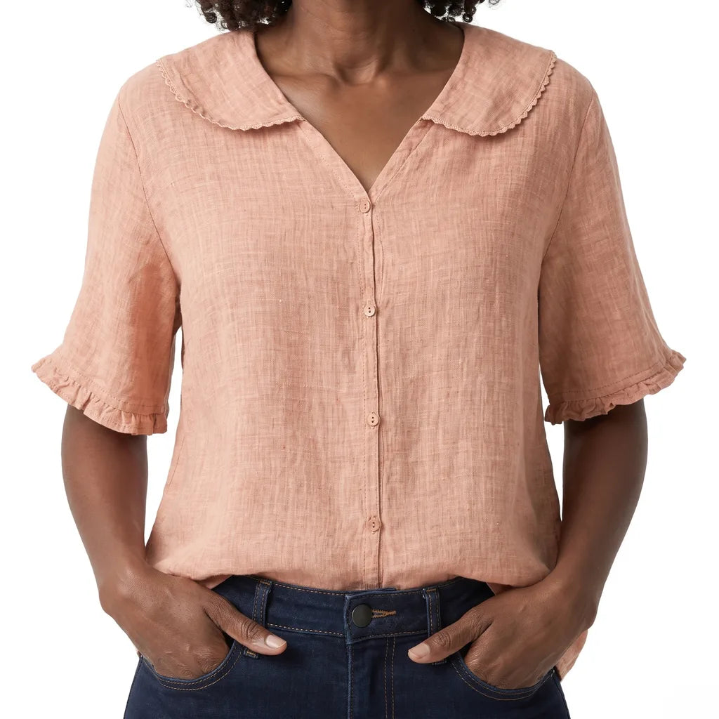 Vienna Cotton Blouse - Color:Orange;Size:S