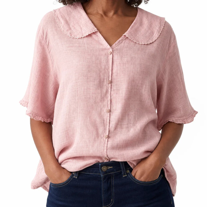 Vienna Cotton Blouse - Color:Pink;Size:S