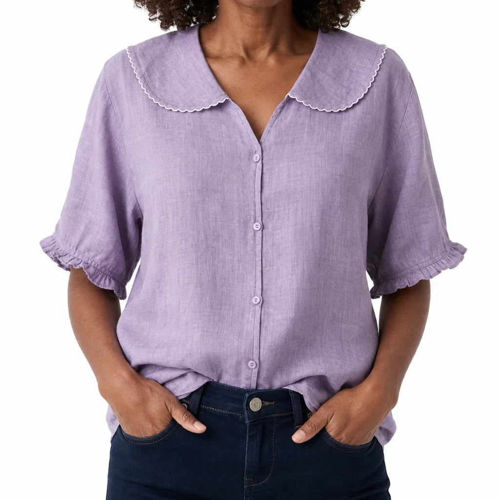 Vienna Cotton Blouse - Color:Purple;Size:S