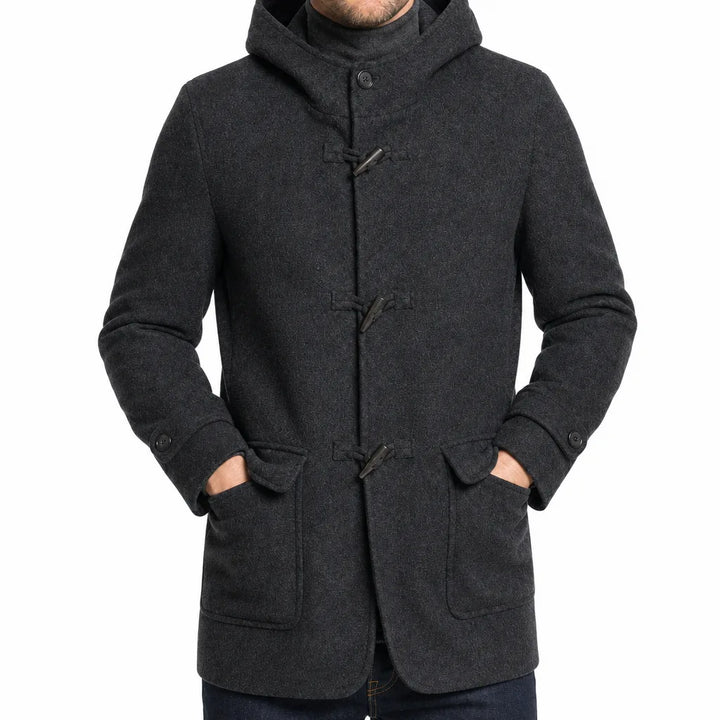 Vintara Hooded Wool Coat - Color:Black;Size:S