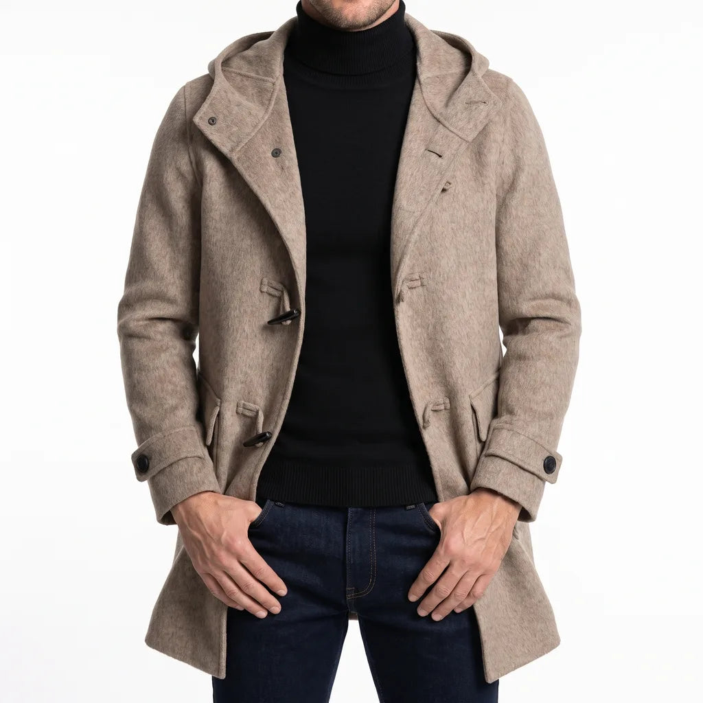 Vintara Hooded Wool Coat - Color:Brown;Size:S