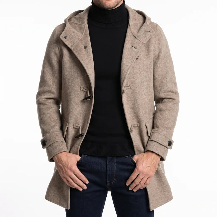 Vintara Hooded Wool Coat - Color:Brown;Size:S
