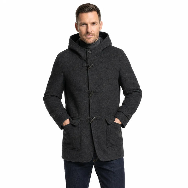 Men's Black Fraser Hooded Wool Coat