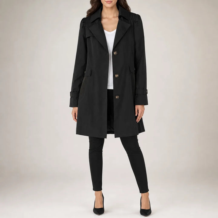 Viola Refined Topcoat - Color:Black;Size:S
