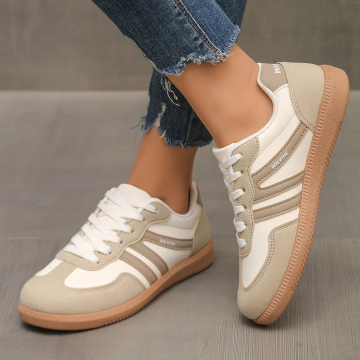 Violet | Women's Lace-Up Orthopedic Sneakers  - Color:Beige;Size:36