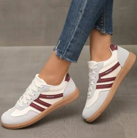 Violet | Women's Lace-Up Orthopedic Sneakers  - Color:Burgundy;Size:36