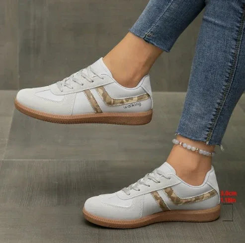 Violet | Women's Lace-Up Orthopedic Sneakers  - Color:Light Gray;Size:36