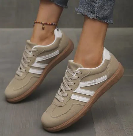 Violet | Women's Lace-Up Orthopedic Sneakers  - Color:Taupe;Size:36