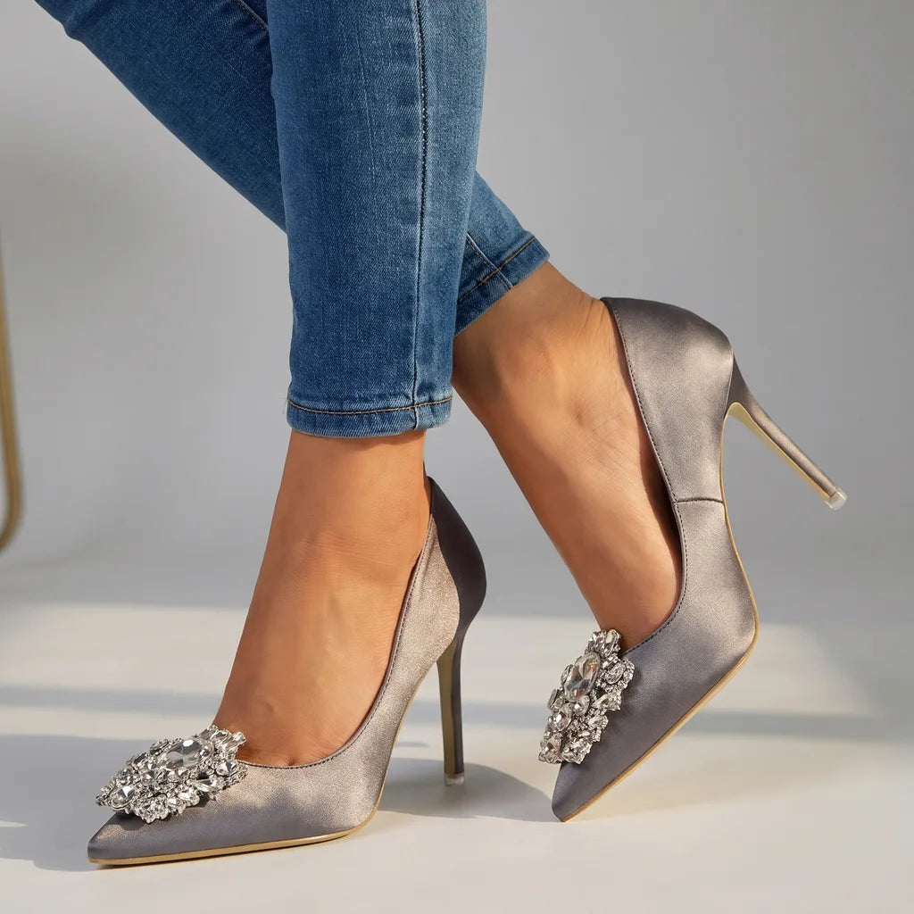 Virginia | Women's Stiletto High Heels - Color:Gray;Size:35