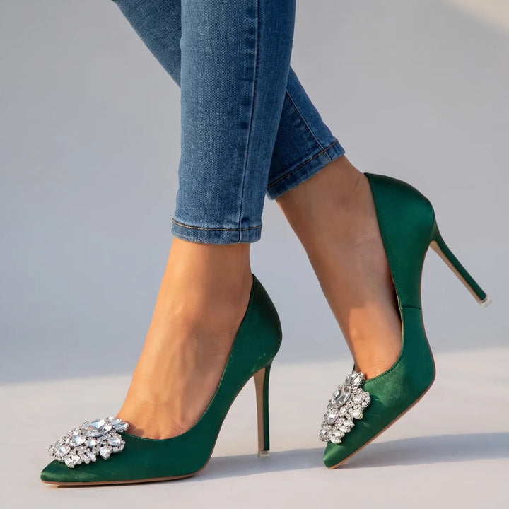 Virginia | Women's Stiletto High Heels - Color:Green;Size:35