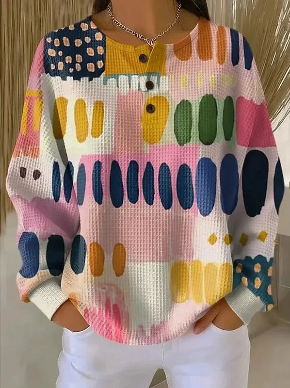 Vivian | Women's Artful Sweater - Size:XS;Color:Pink