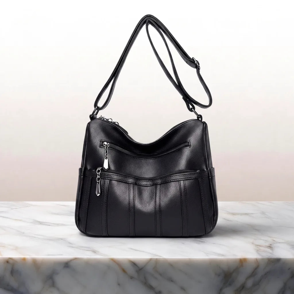 Vivienne Designer Shoulder Bag - Color:Black
