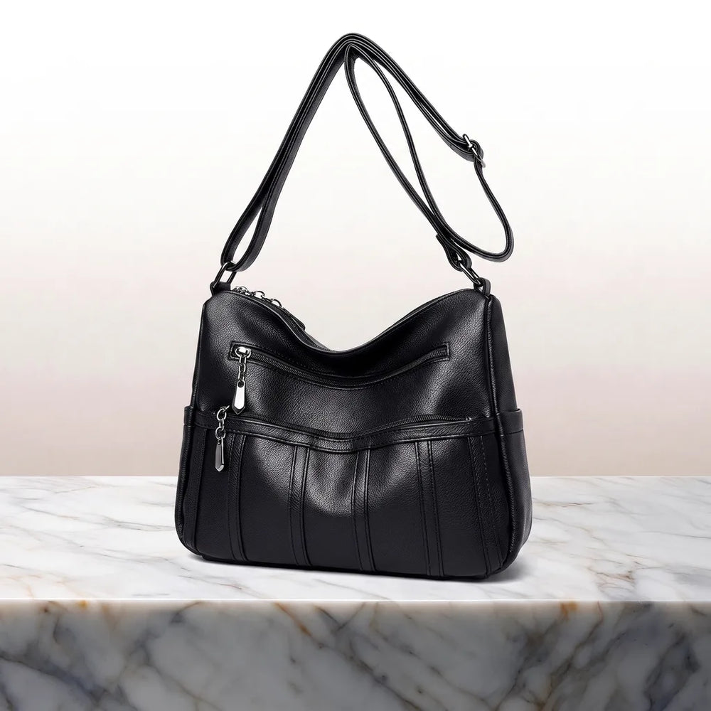 Women's Black Marigold Leather Crossbody Bag