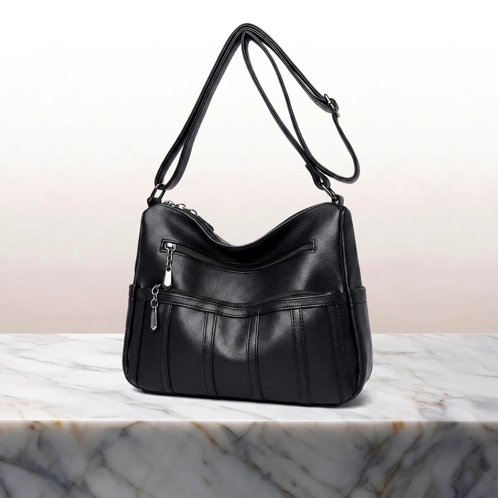 Women's Black Marigold Leather Crossbody Bag