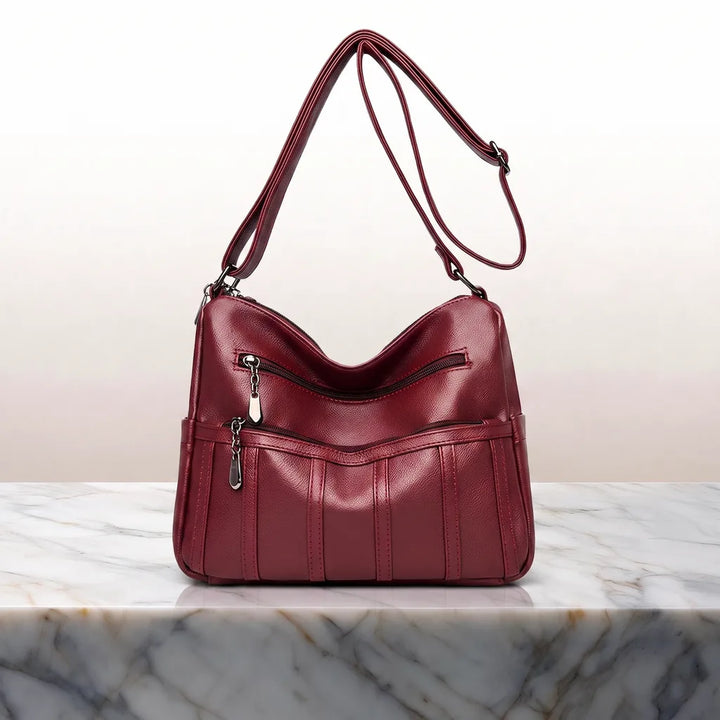 Vivienne Designer Shoulder Bag - Color:Red