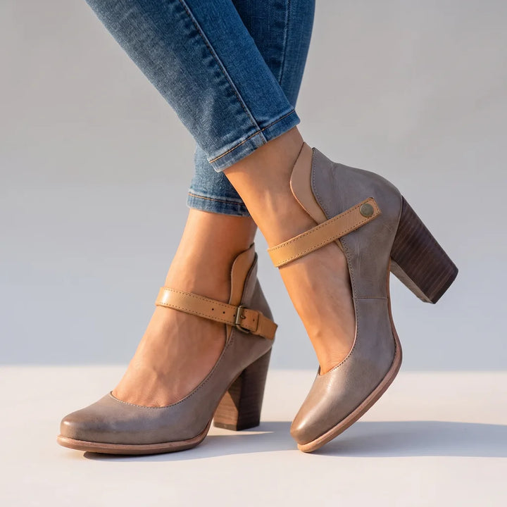 Vivienne | Womens Mary Jane Heel Shoes - Color:Gray;Size:35