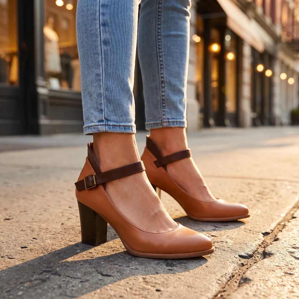 Women's Beige Vincent Pointed Block Heels