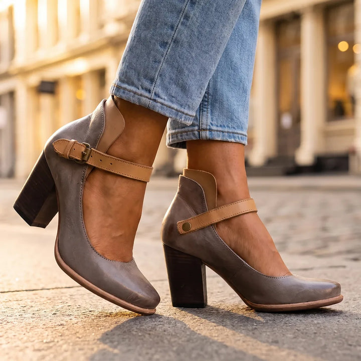 Women's Gray Vincent Pointed Block Heels