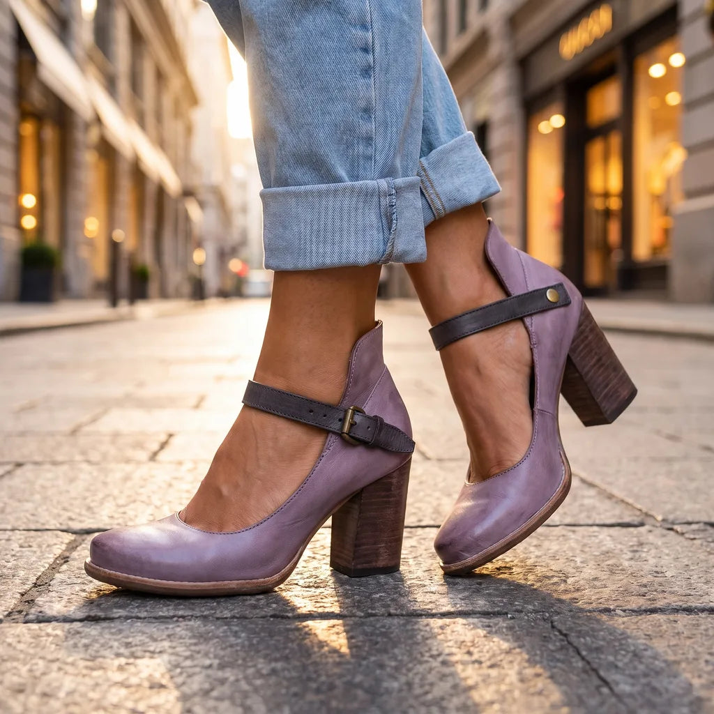 Women's Purple Vincent Pointed Block Heels