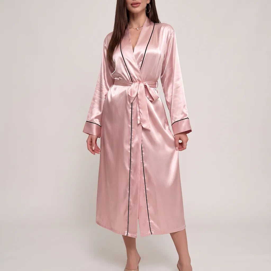 Vivienne | Women's Satin Kimono Robe - Color:Pink;Size:XS