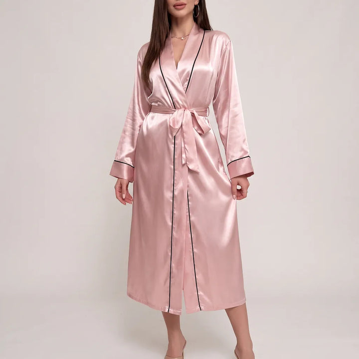 Vivienne | Women's Satin Kimono Robe - Color:Pink;Size:XS