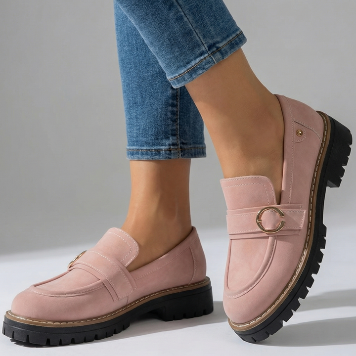 Vornex Ring Detail Platform Loafers - Color:Pink;Size:36