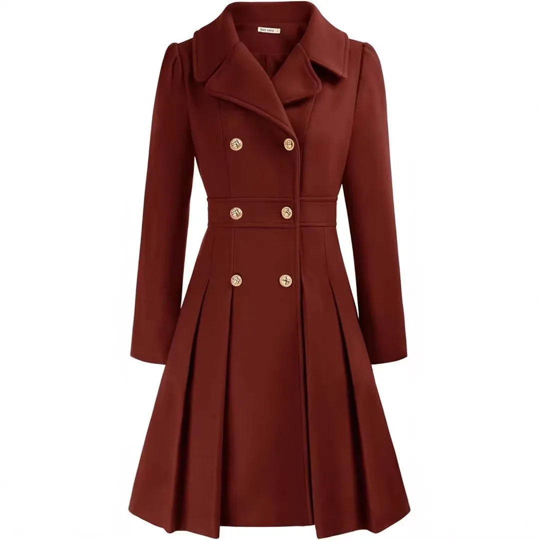 Wellington | Women's Classy Long Sleeve Coat - Burgundy