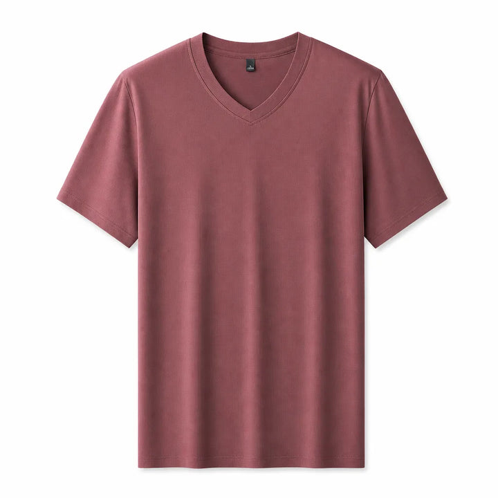 Wesley V-Neck T-Shirt - Color:Dusty Red;Size:S