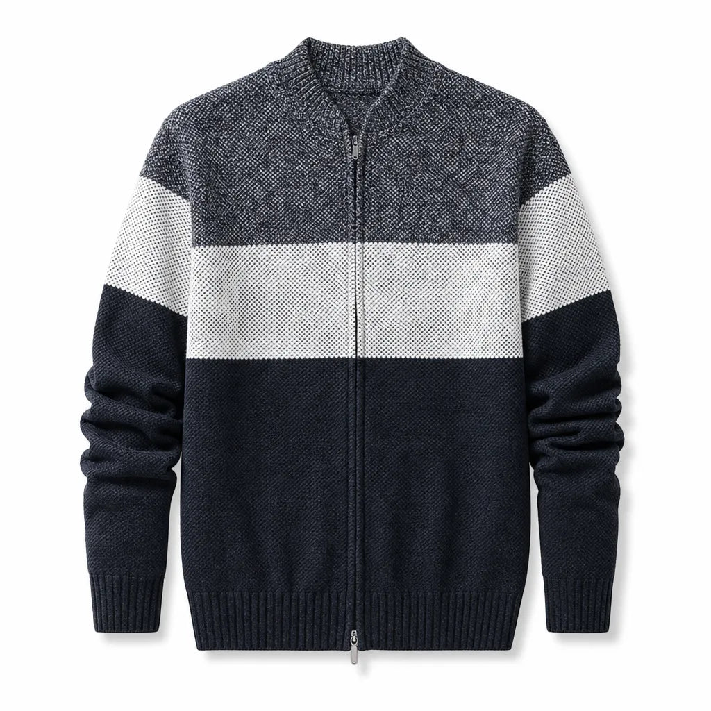 Weston Colorblock Knit Jacket - Color:Blue Gray;Size:S